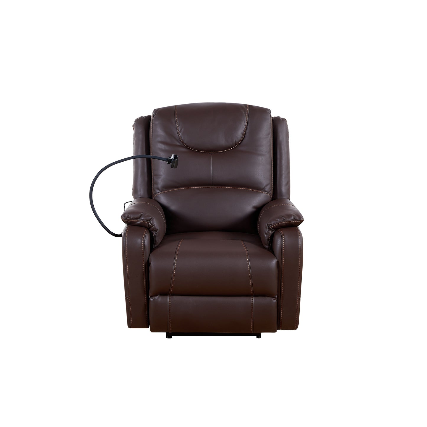 Fauteuil inclinable électrique noir, avec massage, chauffage, ports USB, support pour téléphone et poches latérales, inclinaison réglable jusqu'à 139°