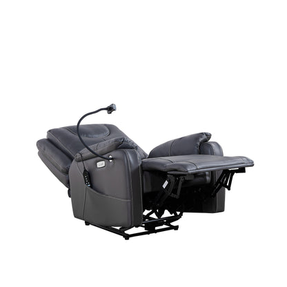 Fauteuil inclinable électrique noir avec massage, chauffage, port USB, support pour téléphone et poches latérales
