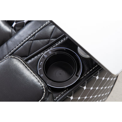 Fauteuil inclinable zéro gravité noir avec accoudoir de rangement, porte-gobelet, table pour ordinateur portable, support pour téléphone, lampe de lecture et port USB