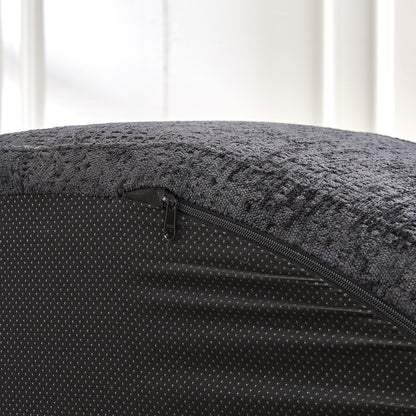 Canapé-lit simple rond en chenille noire avec coussin de dossier