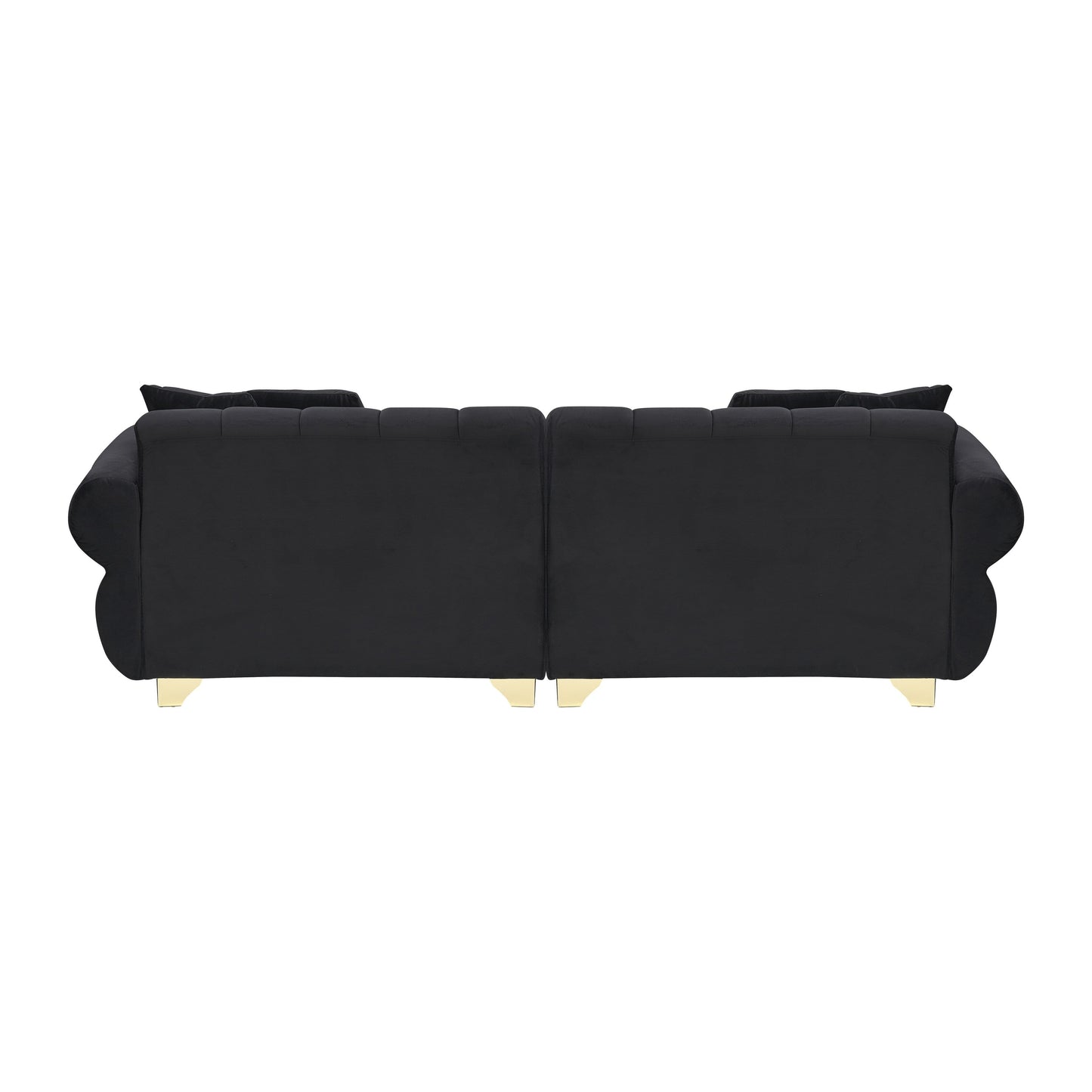 Canapé 3 places en velours noir avec coussins à ressorts