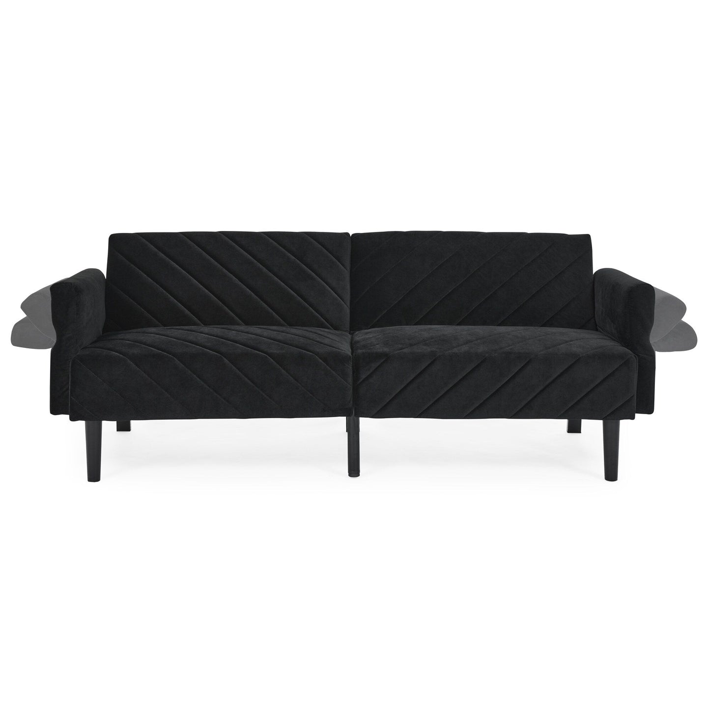 Canapé-lit futon convertible capitonné en velours noir