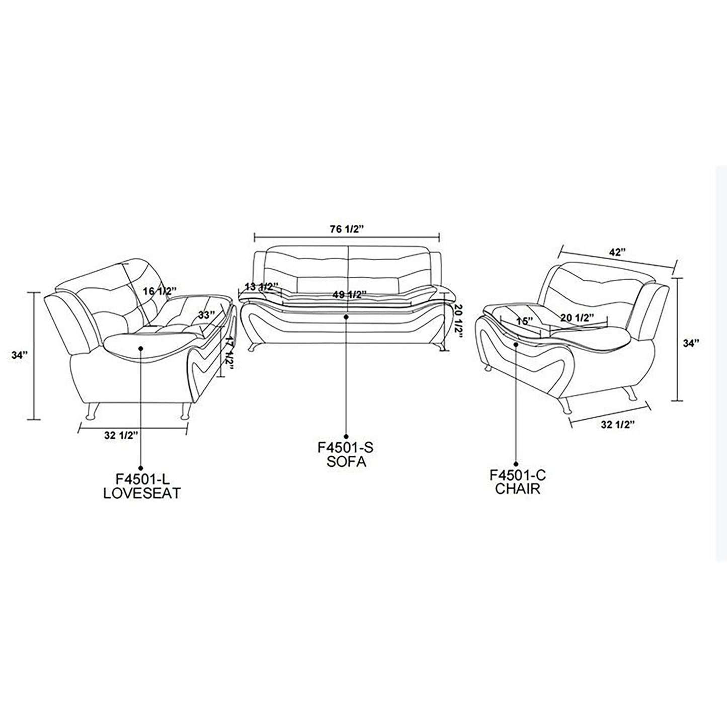 Canapé de salon 1 place en similicuir noir et blanc