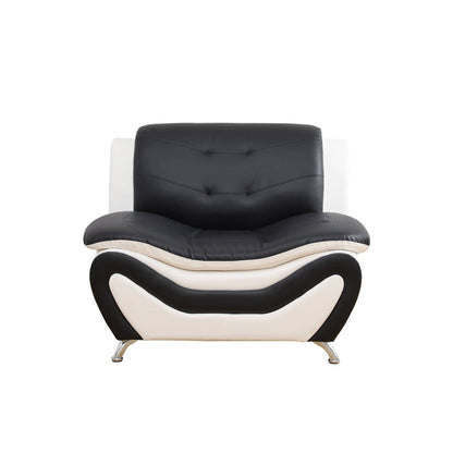 Canapé de salon 1 place en similicuir noir et blanc