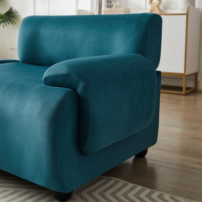 Canapé sectionnel convertible en L bleu 105 avec pouf mobile et siège profond