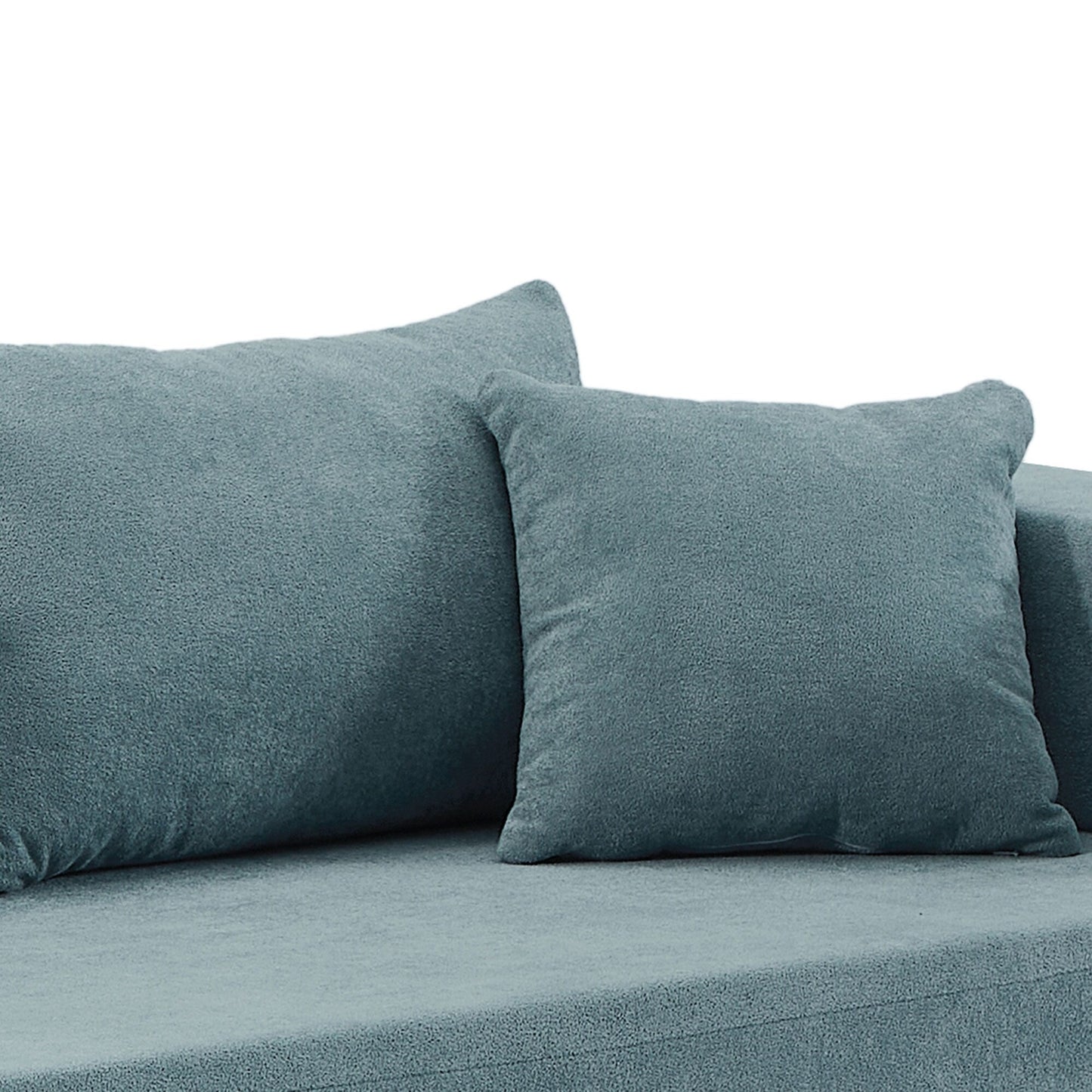 Canapé sectionnel en L en tissu bleu de 107,48 po avec méridienne, coussins de 16,53 po et combinaison gratuite de 2 pièces