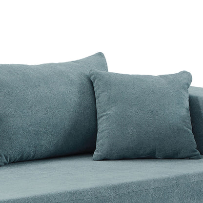 Canapé sectionnel en L en tissu bleu de 107,48 po avec méridienne, coussins de 16,53 po et combinaison gratuite de 2 pièces