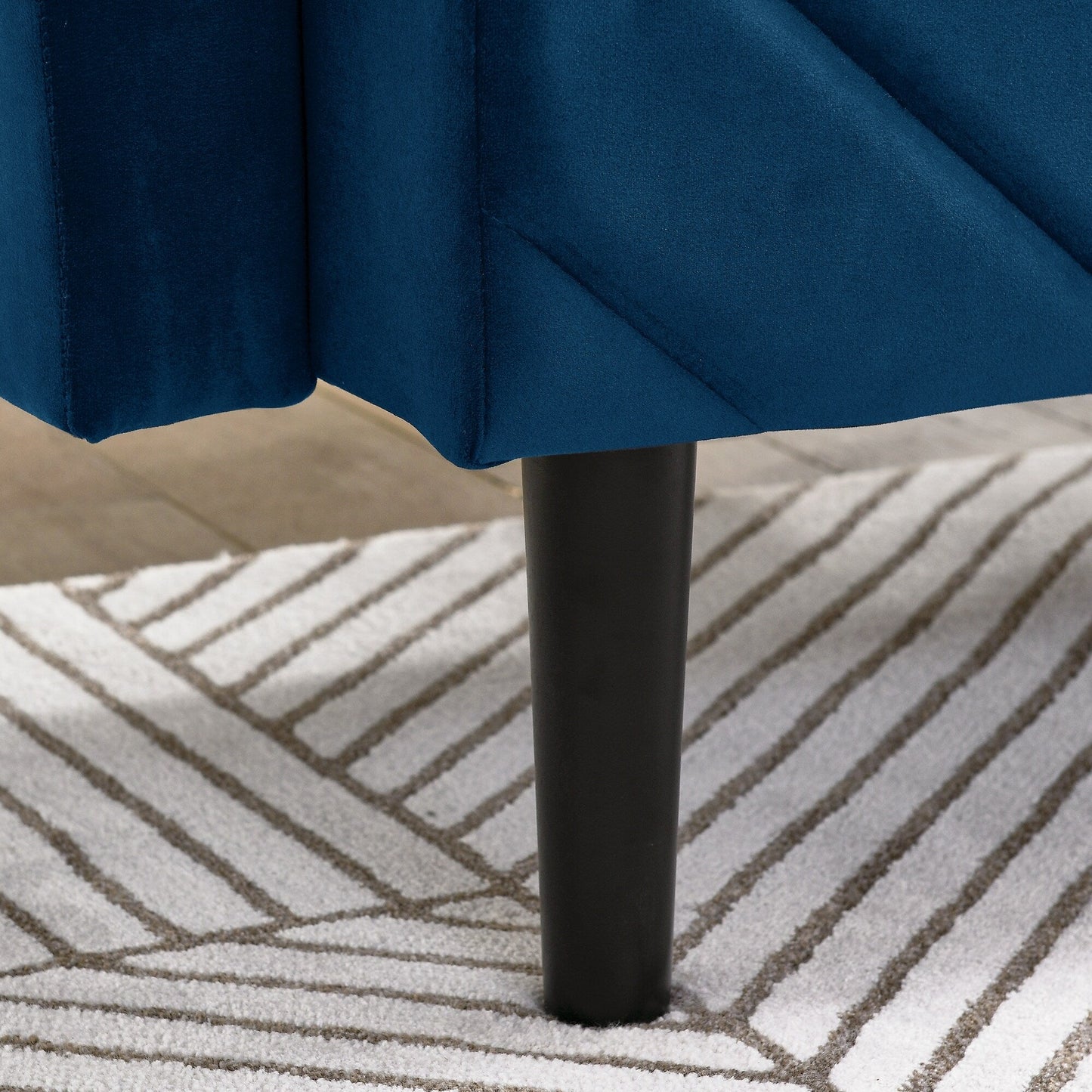 Canapé-lit futon convertible capitonné en velours bleu 87 avec accoudoirs réglables pour salon