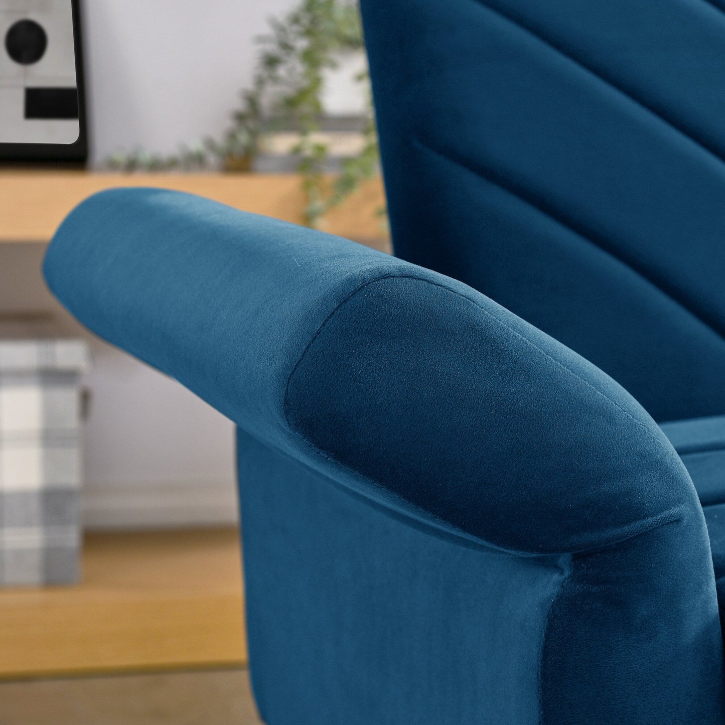 Canapé-lit futon convertible capitonné en velours bleu 87 avec accoudoirs réglables pour salon