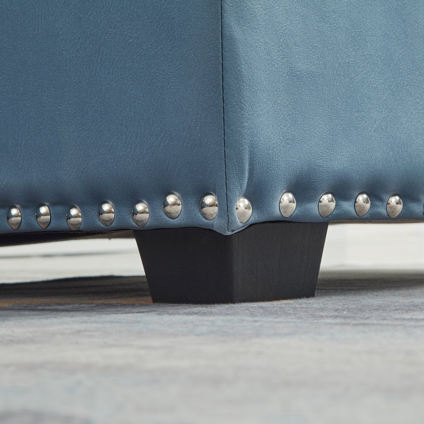 Canapé-lit convertible 3 places bleu en microfibre de 88 pouces avec méridienne de rangement, lit gigogne et coussin en éponge de haute qualité