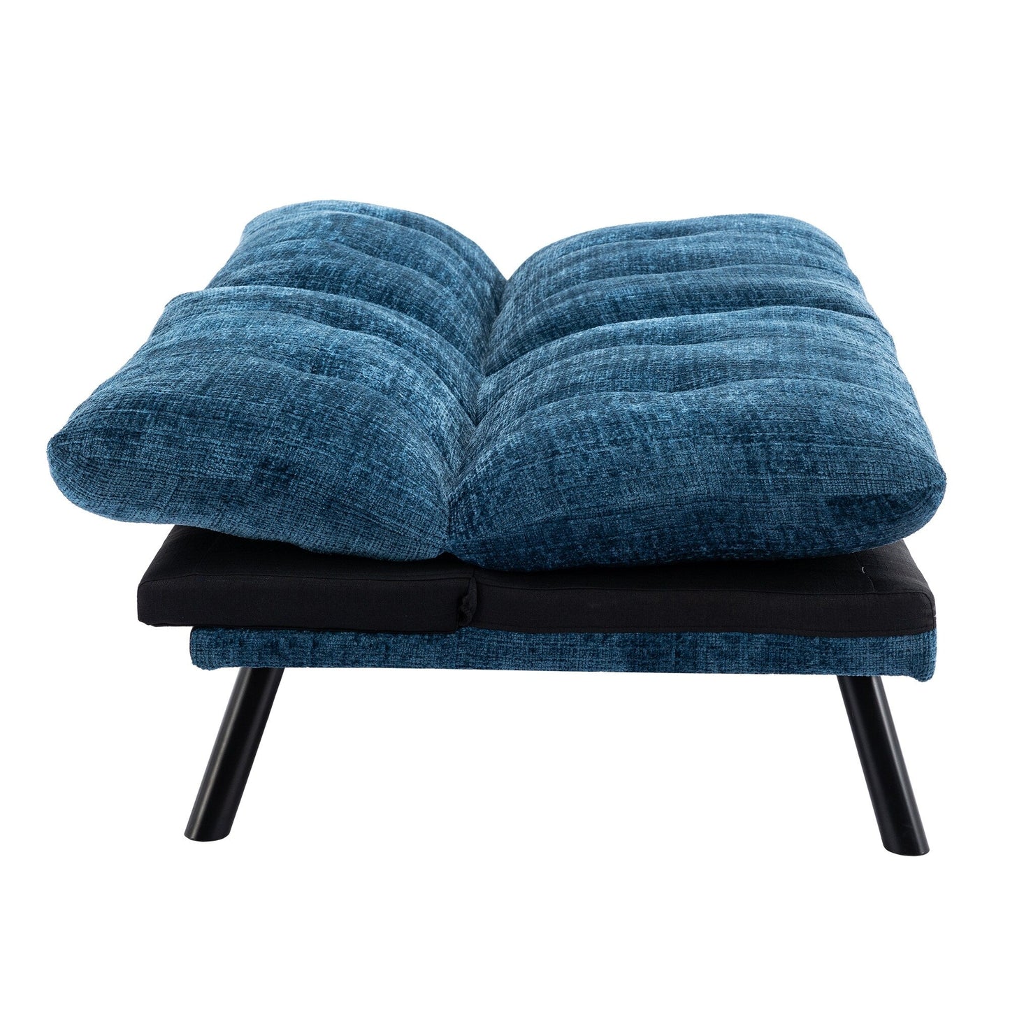 Canapé-lit futon convertible en chenille bleue