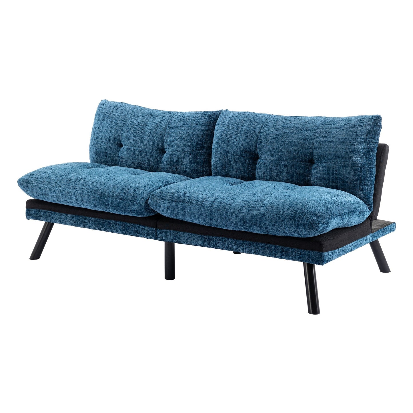 Canapé-lit futon convertible en chenille bleue