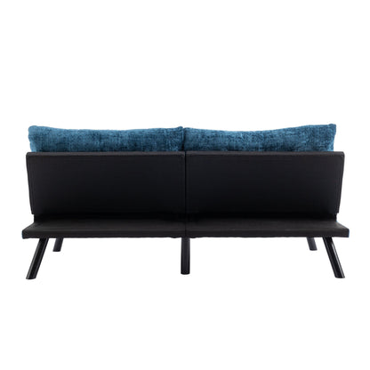 Canapé-lit futon convertible en chenille bleue
