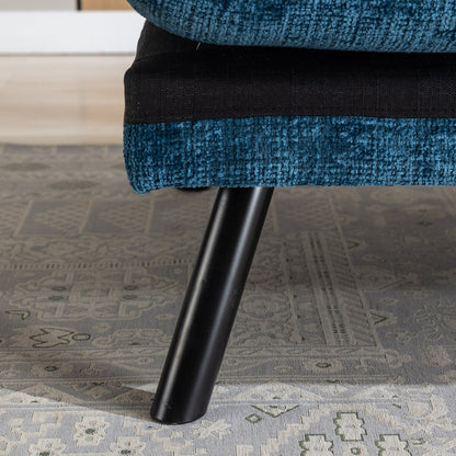 Canapé-lit futon convertible en chenille bleue