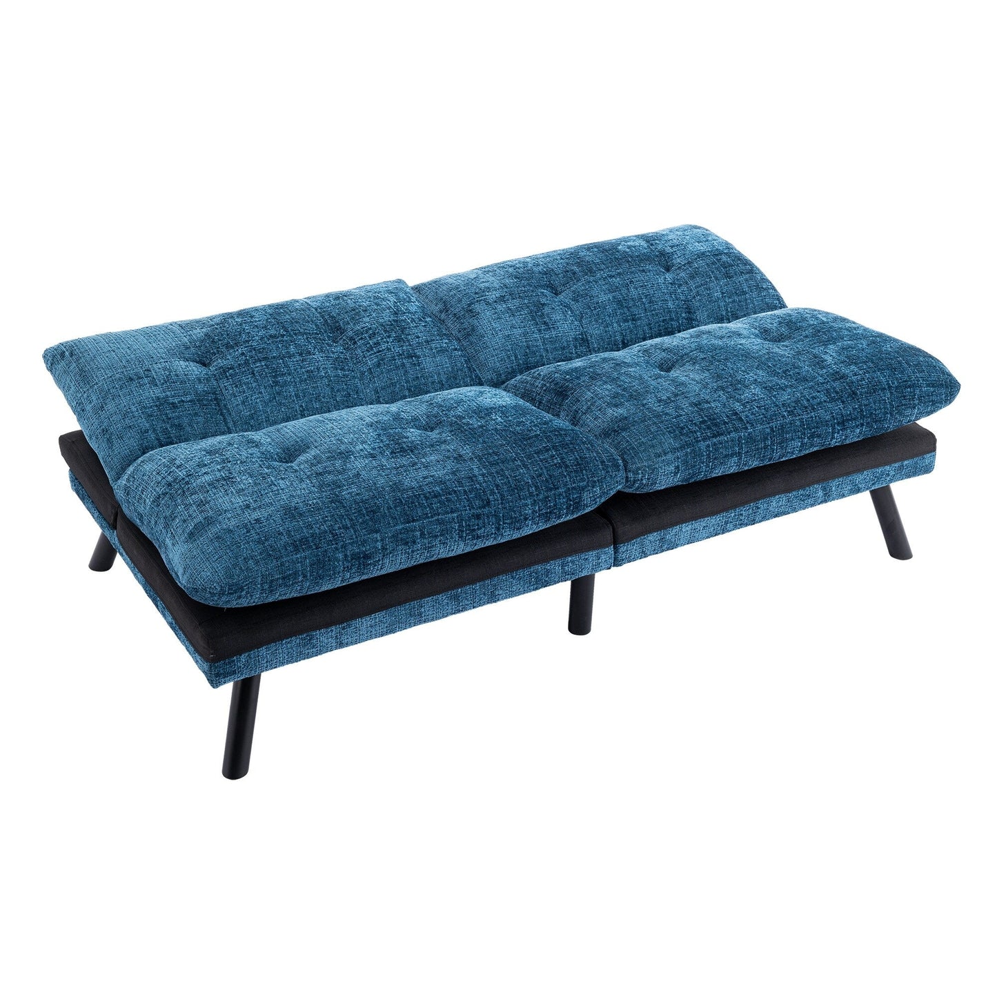 Canapé-lit futon convertible en chenille bleue