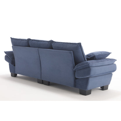 Canapé voilier 3 places en velours côtelé bleu