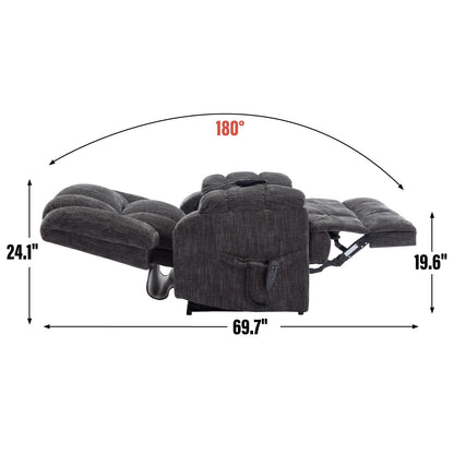 Fauteuil inclinable électrique à double moteur bleu avec chauffage, massage, positions infinies pour personnes âgées, support robuste jusqu'à 350 lb