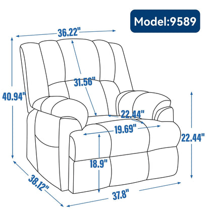Fauteuil inclinable électrique bleu à double moteur avec chauffage, massage, inclinaison infinie et capacité de charge de 158 kg pour personnes âgées