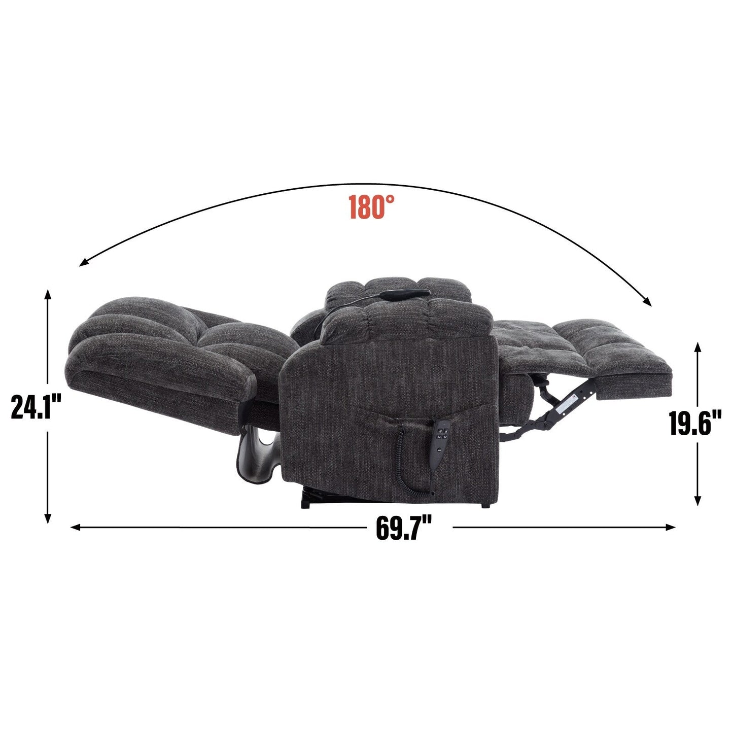 Fauteuil inclinable électrique bleu à double moteur avec chauffage, massage, inclinaison infinie et capacité de charge de 158 kg pour personnes âgées