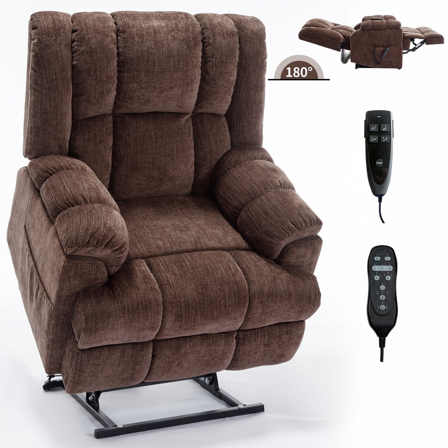 Fauteuil inclinable électrique bleu à double moteur avec massage et support robuste