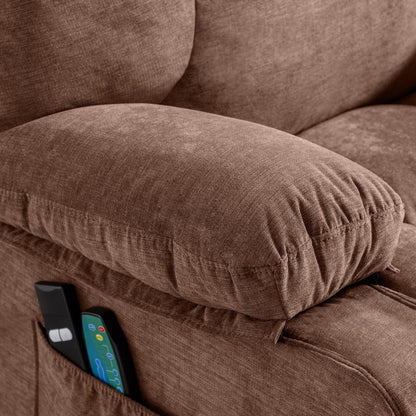 Fauteuil inclinable électrique bleu avec chauffage, massage, options d'inclinaison infinies, ports USB et poches latérales