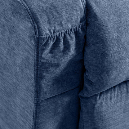 Fauteuil inclinable électrique bleu avec chauffage, massage, options d'inclinaison infinies, ports USB et poches latérales