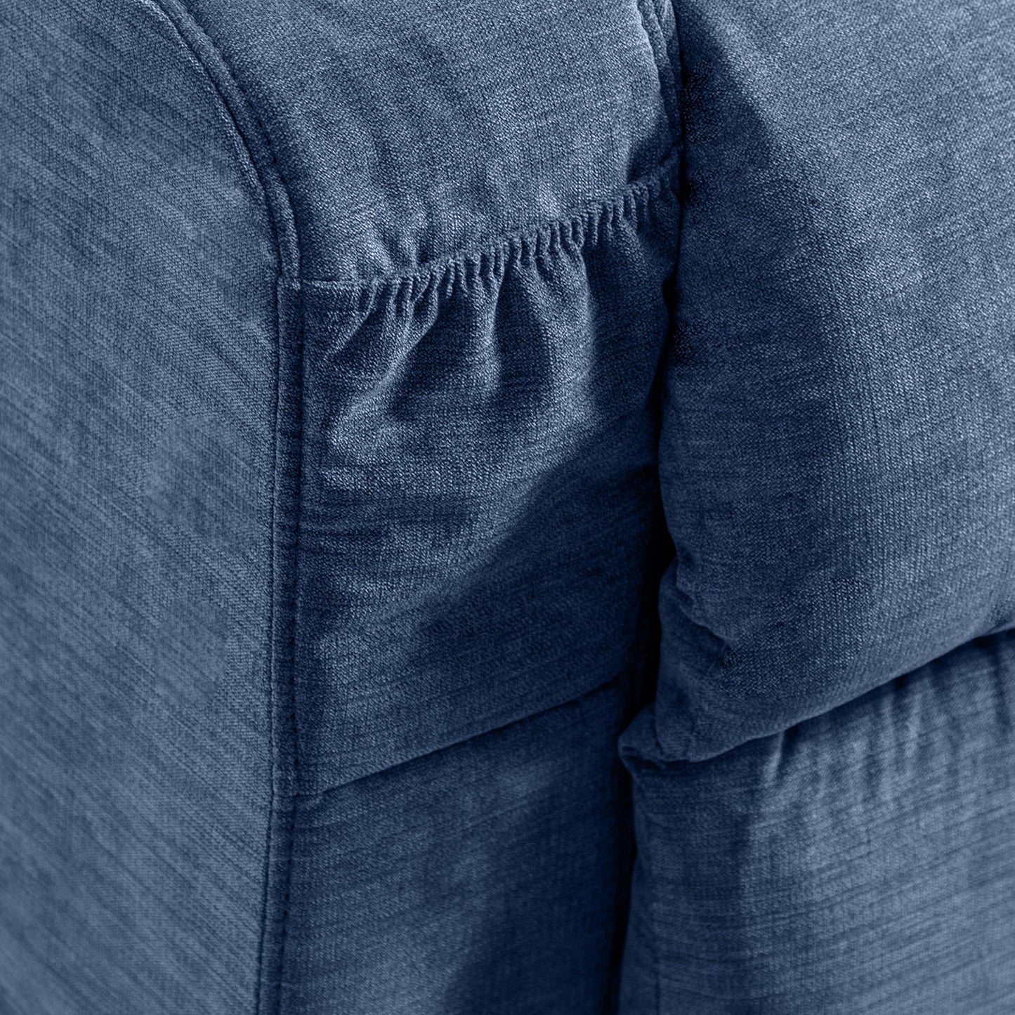 Fauteuil inclinable électrique bleu avec chauffage, massage, positions d'inclinaison infinies, ports USB et poches latérales