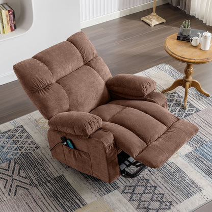 Fauteuil inclinable électrique bleu avec chauffage, massage, positions d'inclinaison infinies, ports USB et poches latérales