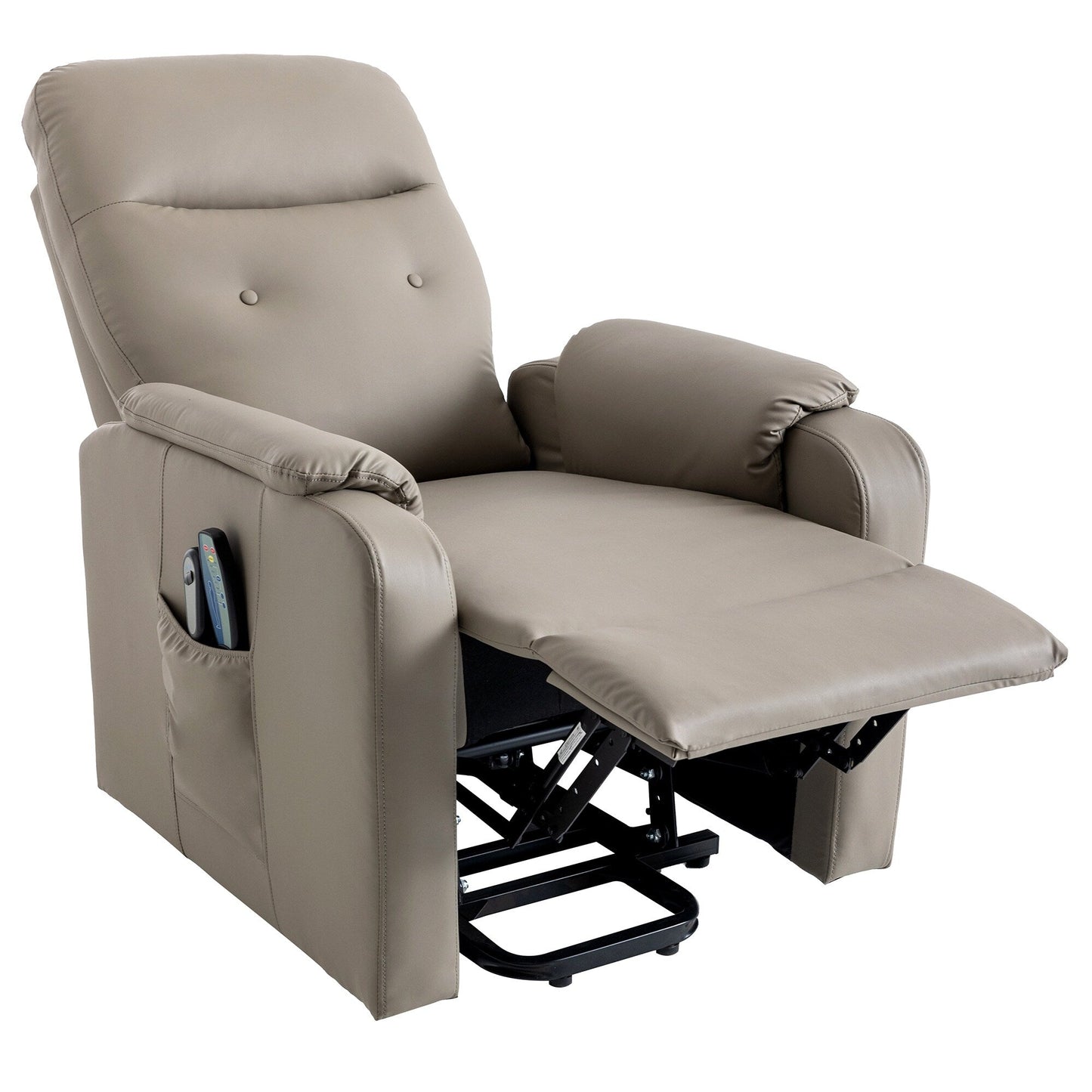 Fauteuil inclinable électrique bleu avec massage et chauffage, poche latérale pratique pour seniors et adultes