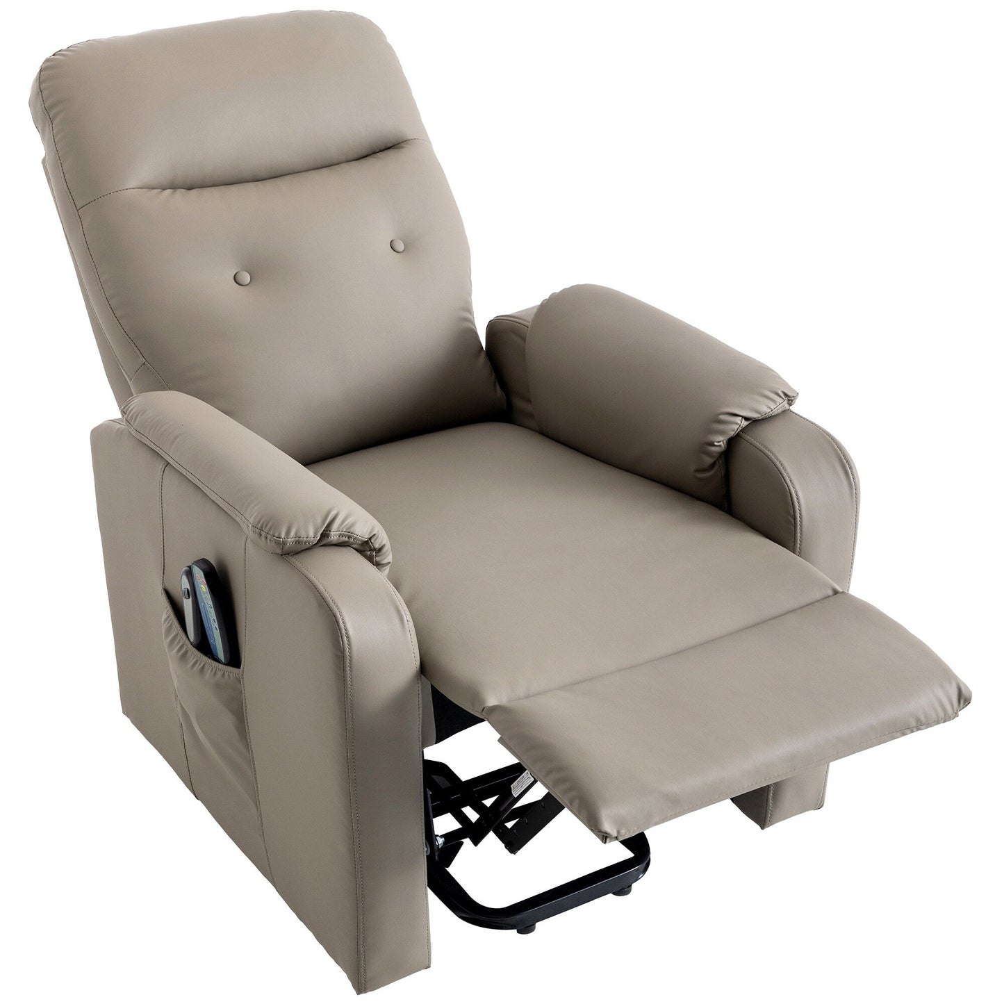 Fauteuil inclinable électrique bleu avec massage et chauffage, poche latérale pratique pour seniors et adultes