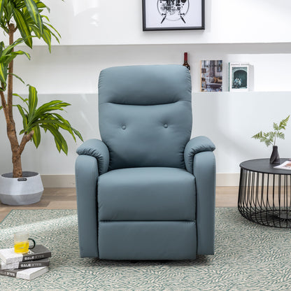 Fauteuil inclinable électrique bleu avec massage, chauffage et poches latérales, idéal pour les seniors et les adultes