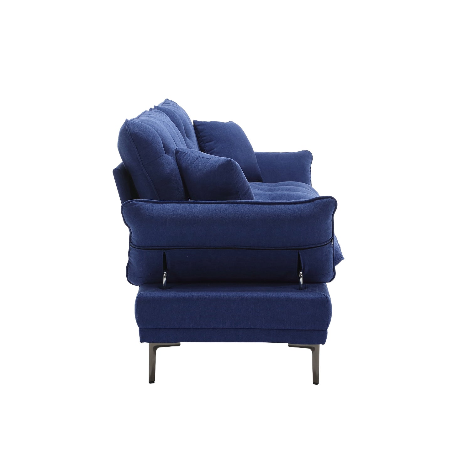 Canapé causeuse en lin bleu avec accoudoirs réglables