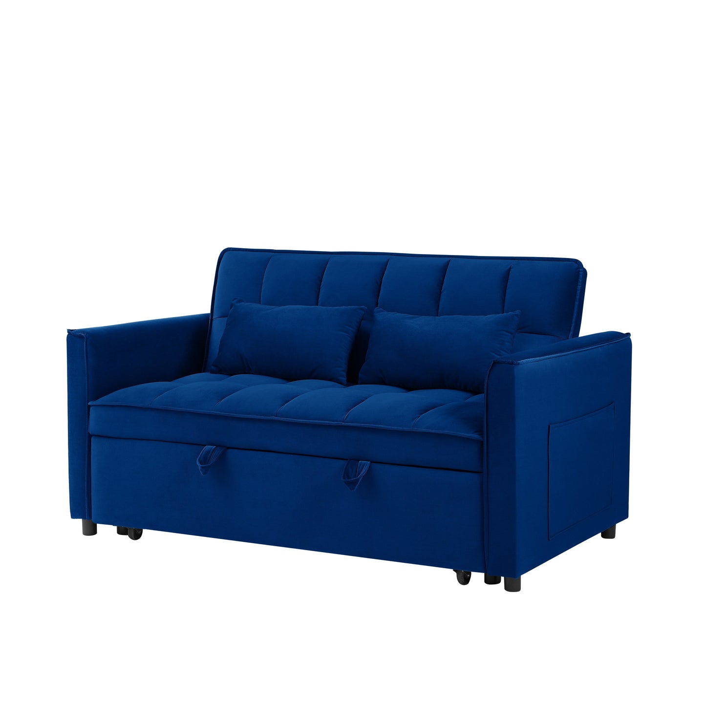 Canapé-lit bleu avec sac de rangement