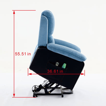 Fauteuil inclinable chauffant bleu moderne avec 8 moteurs de massage et 10 niveaux d'intensité pour un confort optimal au salon