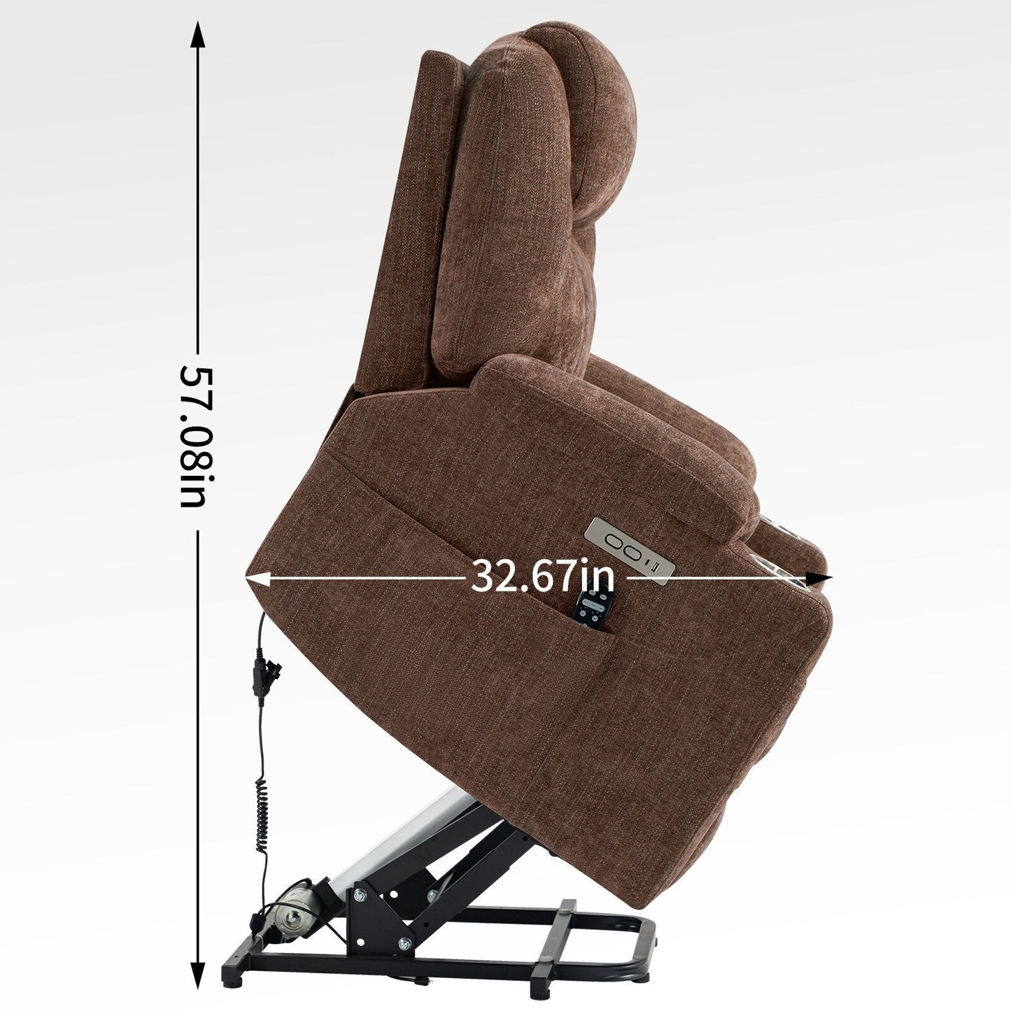 Fauteuil inclinable électrique bleu avec massage par vibrations à 8 points, chauffage lombaire, deux ports USB et porte-gobelets en acier inoxydable