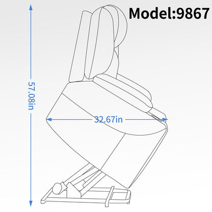 Fauteuil inclinable électrique bleu avec massage par vibrations à 8 points, chauffage lombaire, deux ports USB et porte-gobelets en acier inoxydable