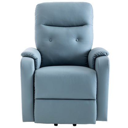 Fauteuil inclinable électrique bleu avec massage, chauffage, positions réglables et poche latérale pour plus de commodité