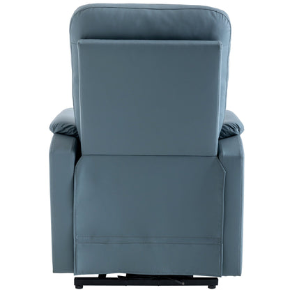 Fauteuil inclinable électrique bleu avec massage, chauffage, positions réglables et poche latérale pour plus de commodité