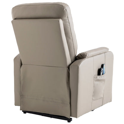 Fauteuil inclinable électrique bleu avec massage, fonction chauffante, réglages réglables et poche latérale pratique