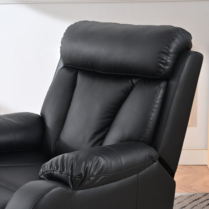 Fauteuil inclinable électrique bleu pour personnes âgées avec télécommande, revêtement antidérapant, coussin rembourré et poche de rangement latérale