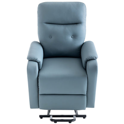 Fauteuil inclinable électrique bleu avec chauffage, massage et poche latérale