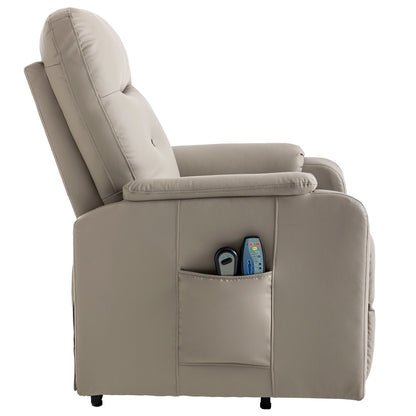 Fauteuil inclinable électrique bleu avec chauffage, massage et poche latérale