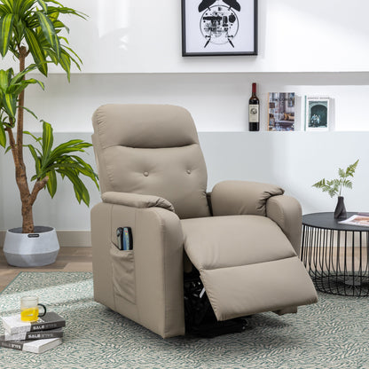 Fauteuil inclinable électrique bleu avec chauffage, massage et poche latérale