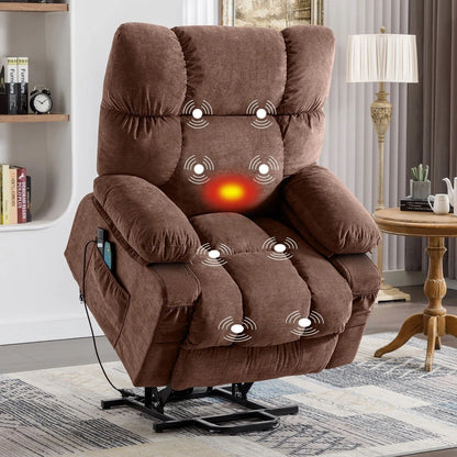 Fauteuil inclinable électrique bleu avec chauffage, massage, chargement USB, rangement latéral et télécommande