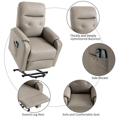 Fauteuil inclinable électrique bleu avec massage, chauffage, poches latérales et design confortable pour adultes et seniors