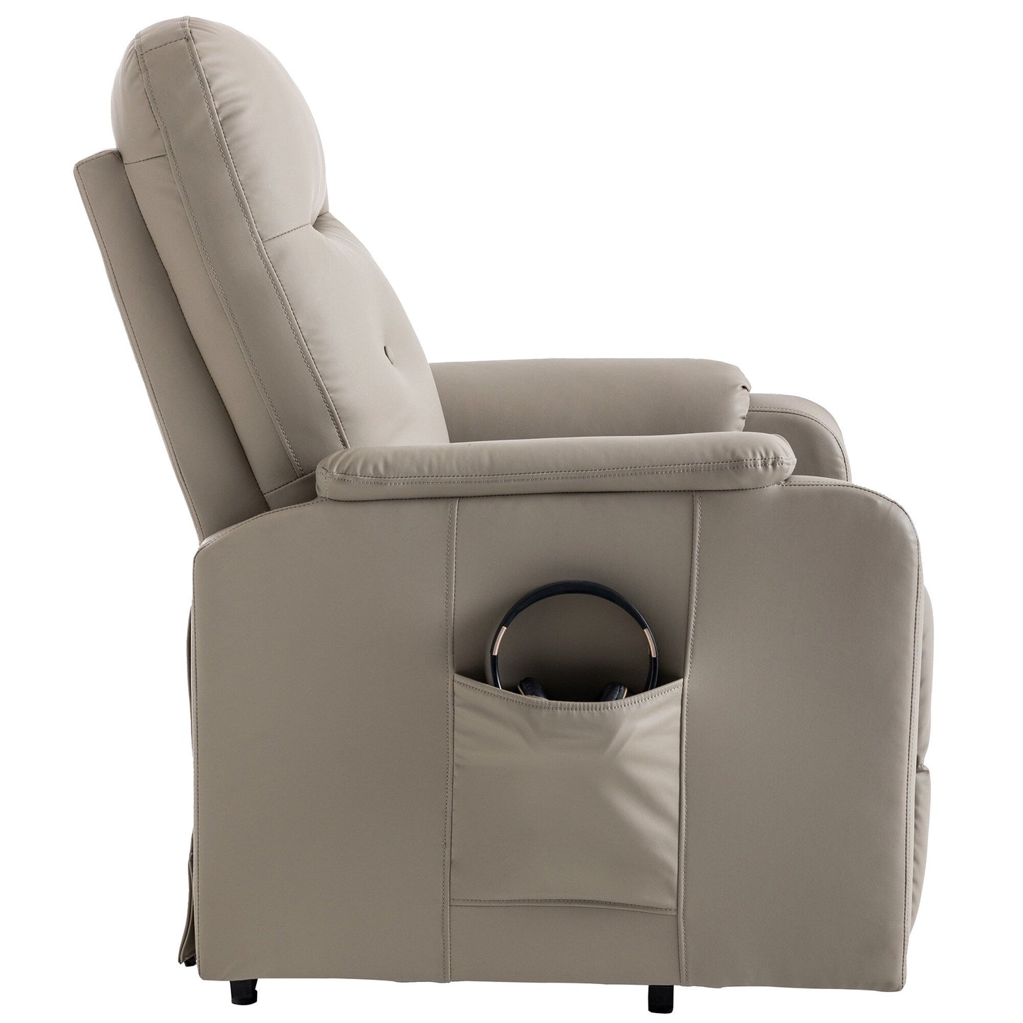 Fauteuil inclinable électrique bleu avec massage, chauffage, poches latérales et design confortable pour adultes et seniors