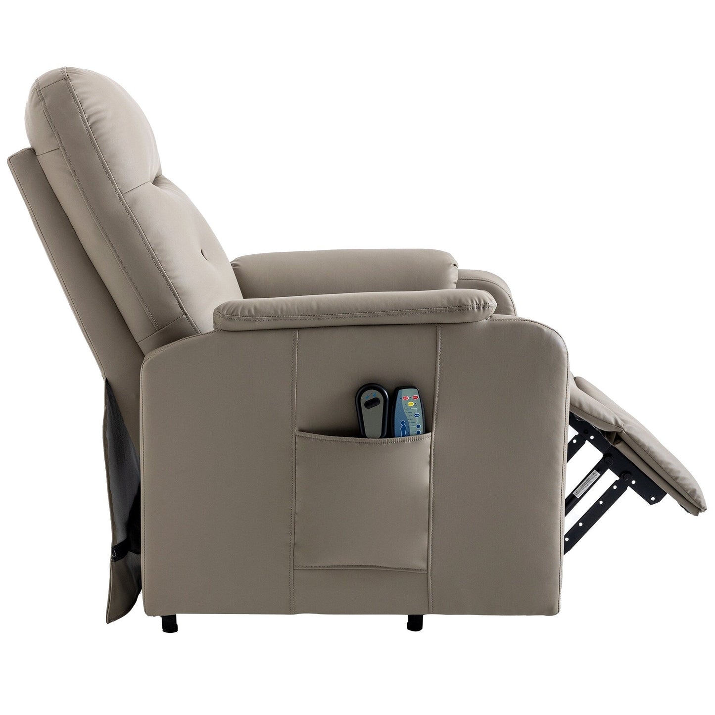 Fauteuil inclinable électrique bleu avec massage, chauffage et poche latérale