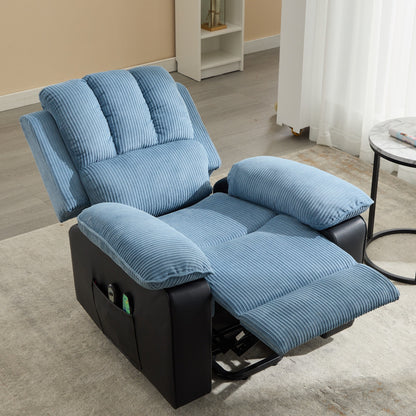 Fauteuil inclinable bleu avec massage chauffant à 8 points, esthétique moderne et grand confort pour la détente