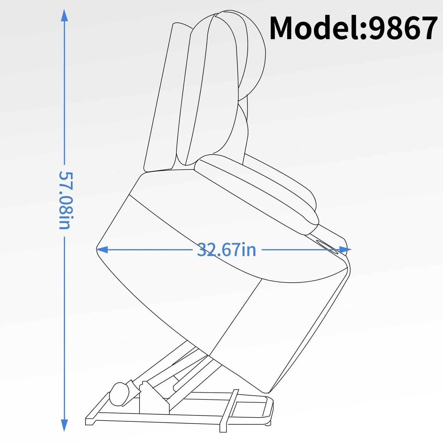 Fauteuil inclinable bleu avec massage par vibrations à 8 points, chauffage lombaire, deux ports USB et porte-gobelets en acier inoxydable