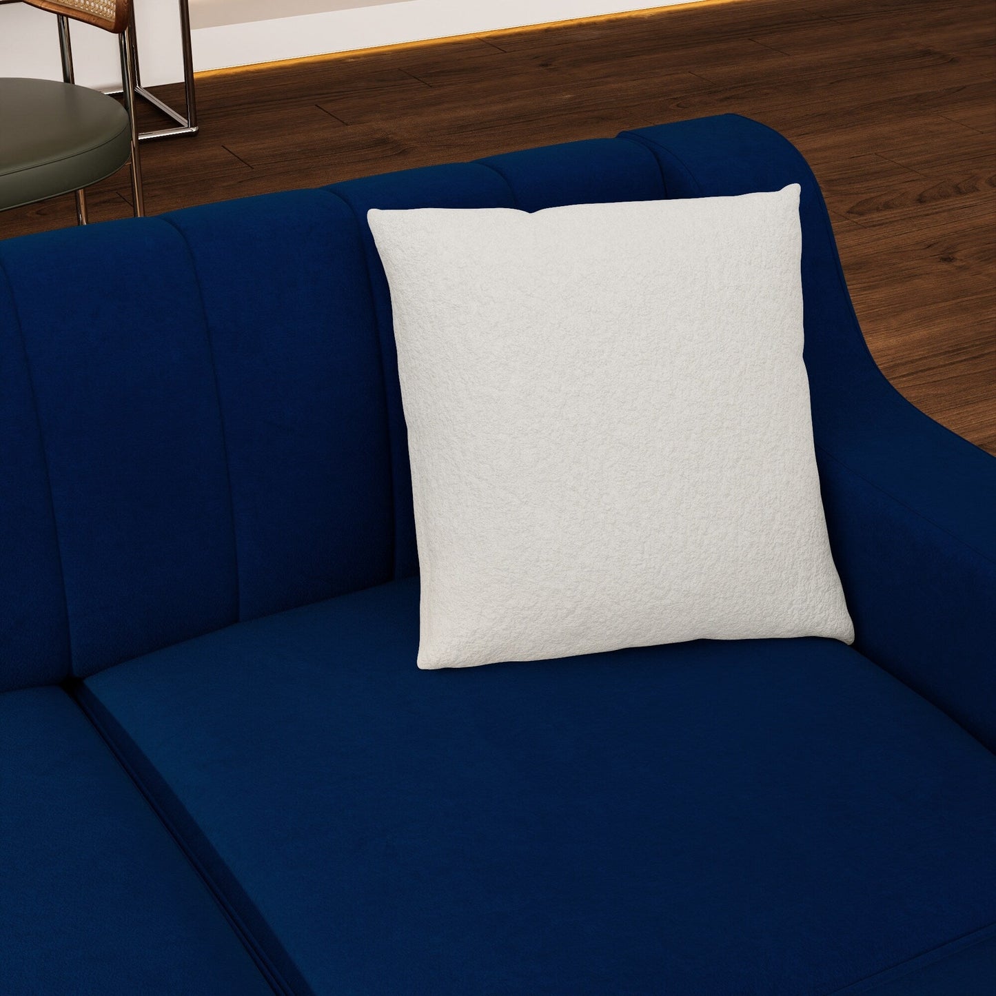 Canapé 3 places en velours bleu avec touches dorées